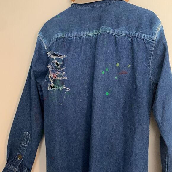 Vintage Calvin Klein denim distressed dress size medium - Picture 8 of 10